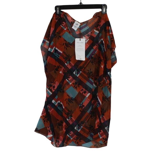 NWT CABI Fall 2019 Orange Plaid Floral Womens Blouse Top Small - Picture 1 of 4